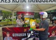 Polsek Balaraja Gelar Gerakan Pangan Murah Untuk Masyarakat di RTH Balaraja Desa Talagasari
