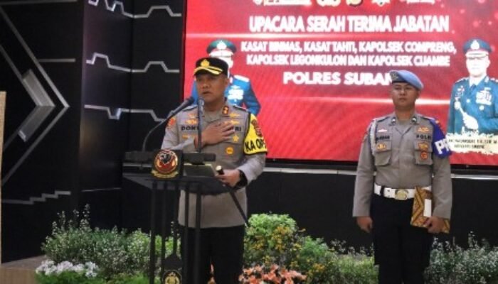 Upacara Serah Terima Jabatan Pejabat Utama dan Kapolsek Jajaran Polres Subang