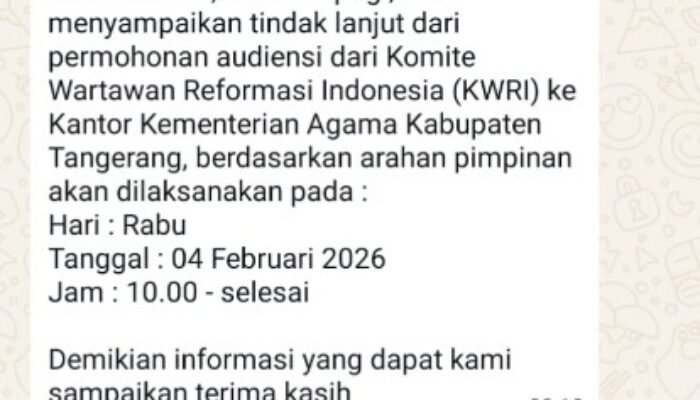 Pernyataan Tak Sinkron, Klarifikasi Kemenag Tangerang Soal Audiensi KWRI Tuai Tanda Tanya